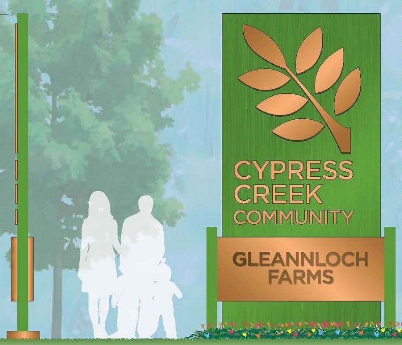 Cypress Creek Community Gleannloch Farms monument sign rendering