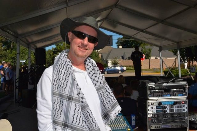 Sound engineer at the CreekFest main stage