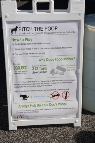 Pitch the Poop educational game sign promoting healthy water habits at CreekFest
