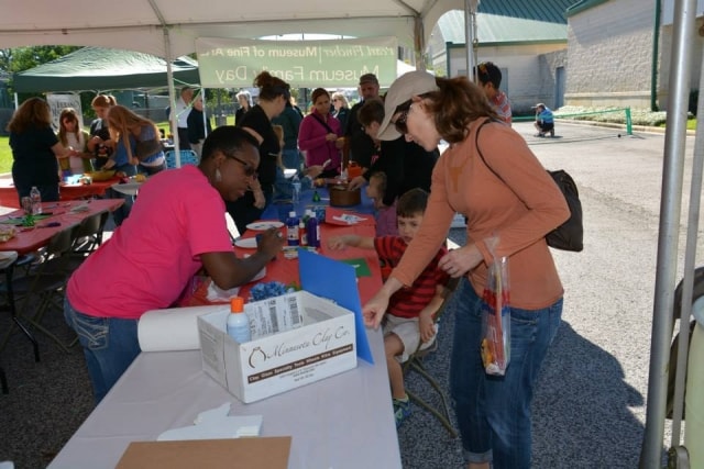 Pearl Fincher Museum Family Day art activity booth at CreekFest